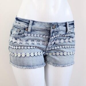 hot kiss daisy denim shorts low rise micro mini y2k size 9